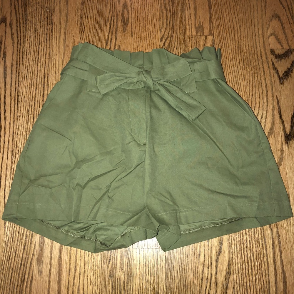 Army green high waisted English Factory shorts